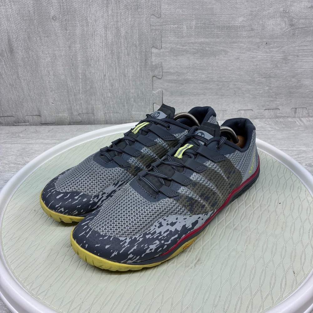 Merrell Trail Glove 4 Shoes Mens 11 Grey Yellow Barefoot Running J50261